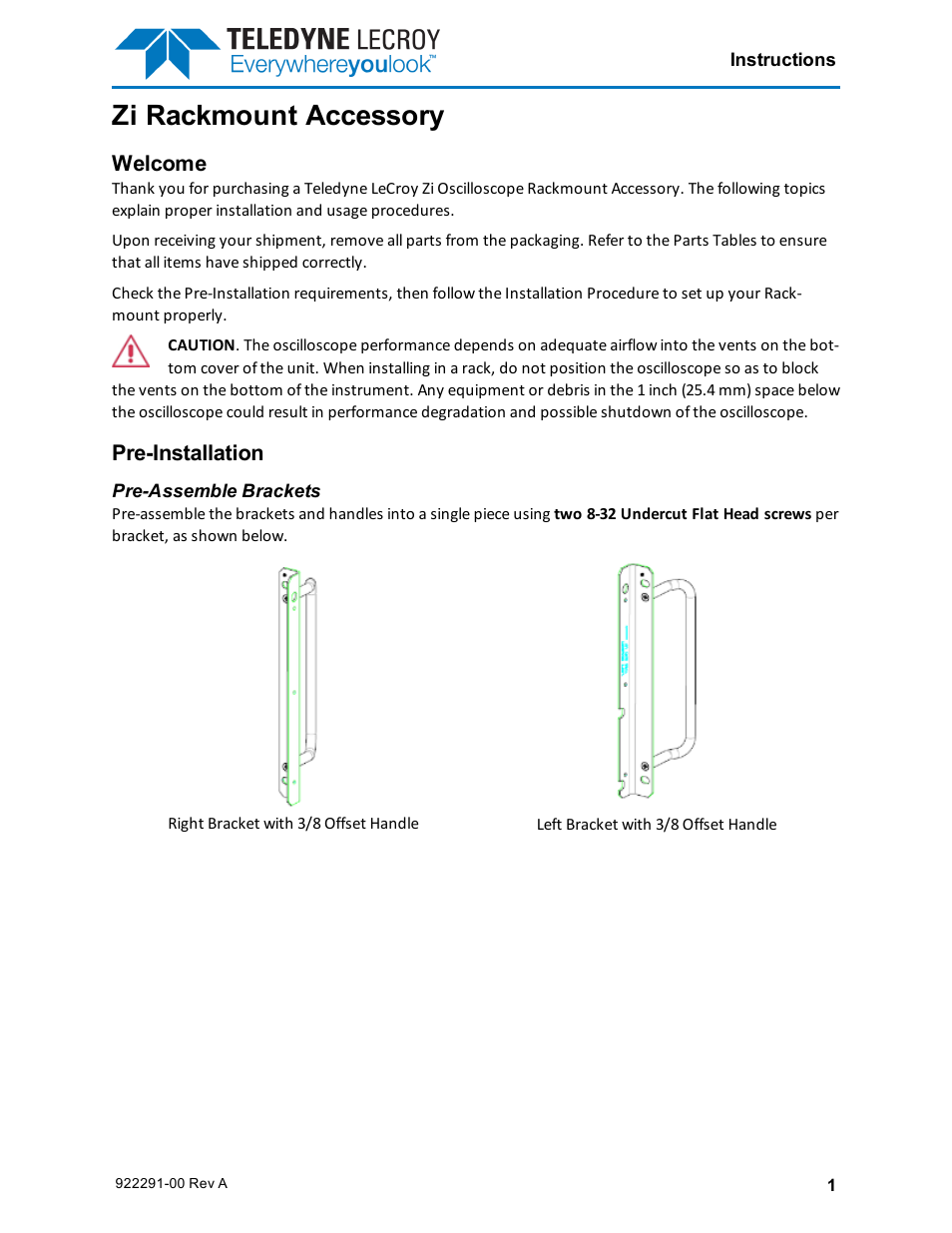 Teledyne LeCroy Zi Oscilloscope Rackmount User Manual | 12 pages