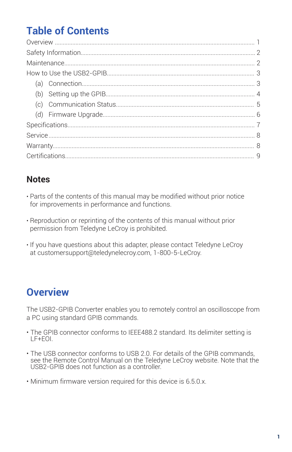 Teledyne LeCroy USB2-GPIB User Manual | Page 3 / 12