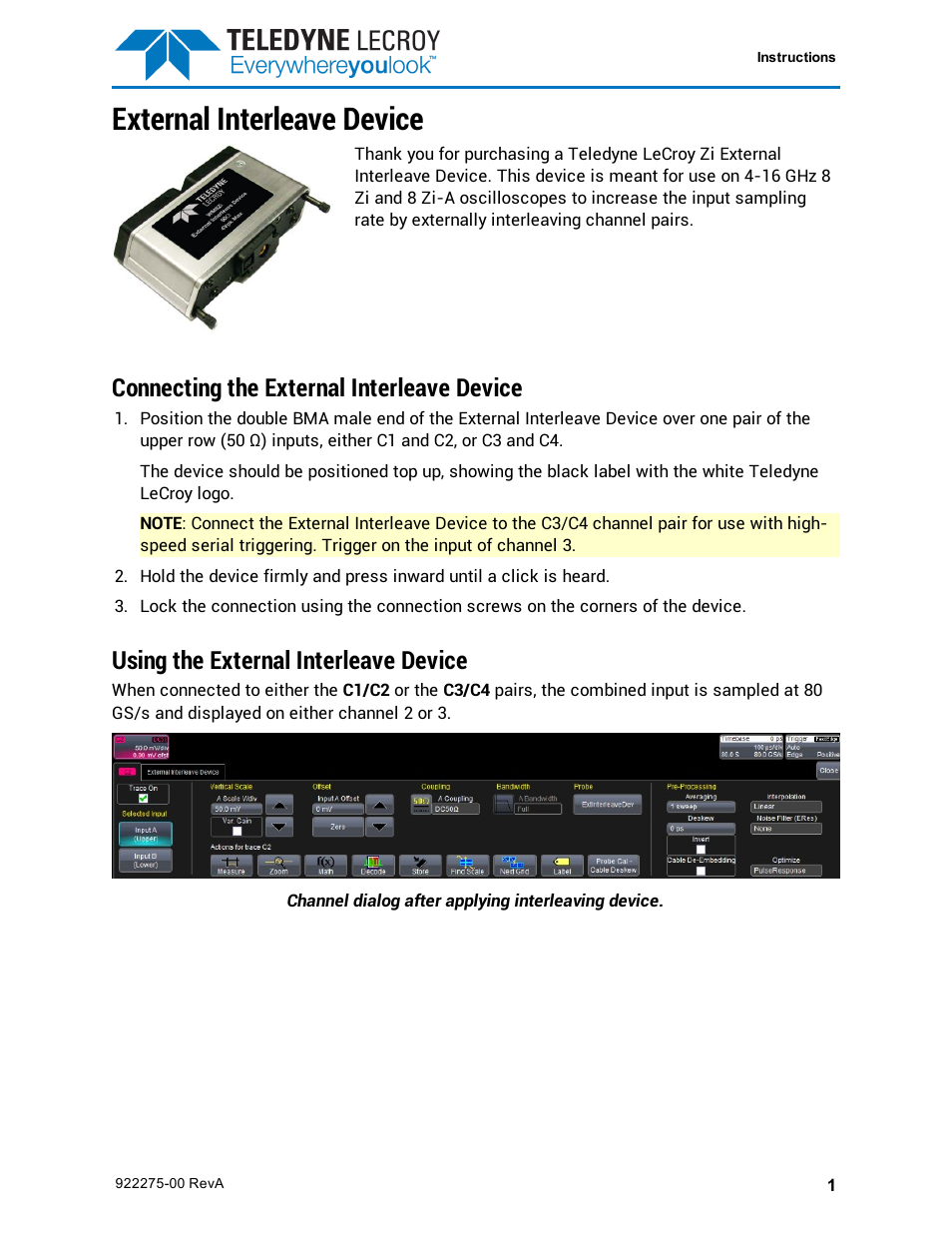 Teledyne LeCroy WM8Zi-2X80GS User Manual | 2 pages