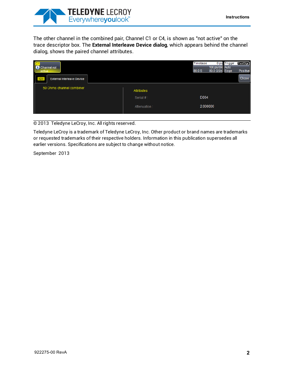 Teledyne LeCroy WM8Zi-2X80GS User Manual | Page 2 / 2