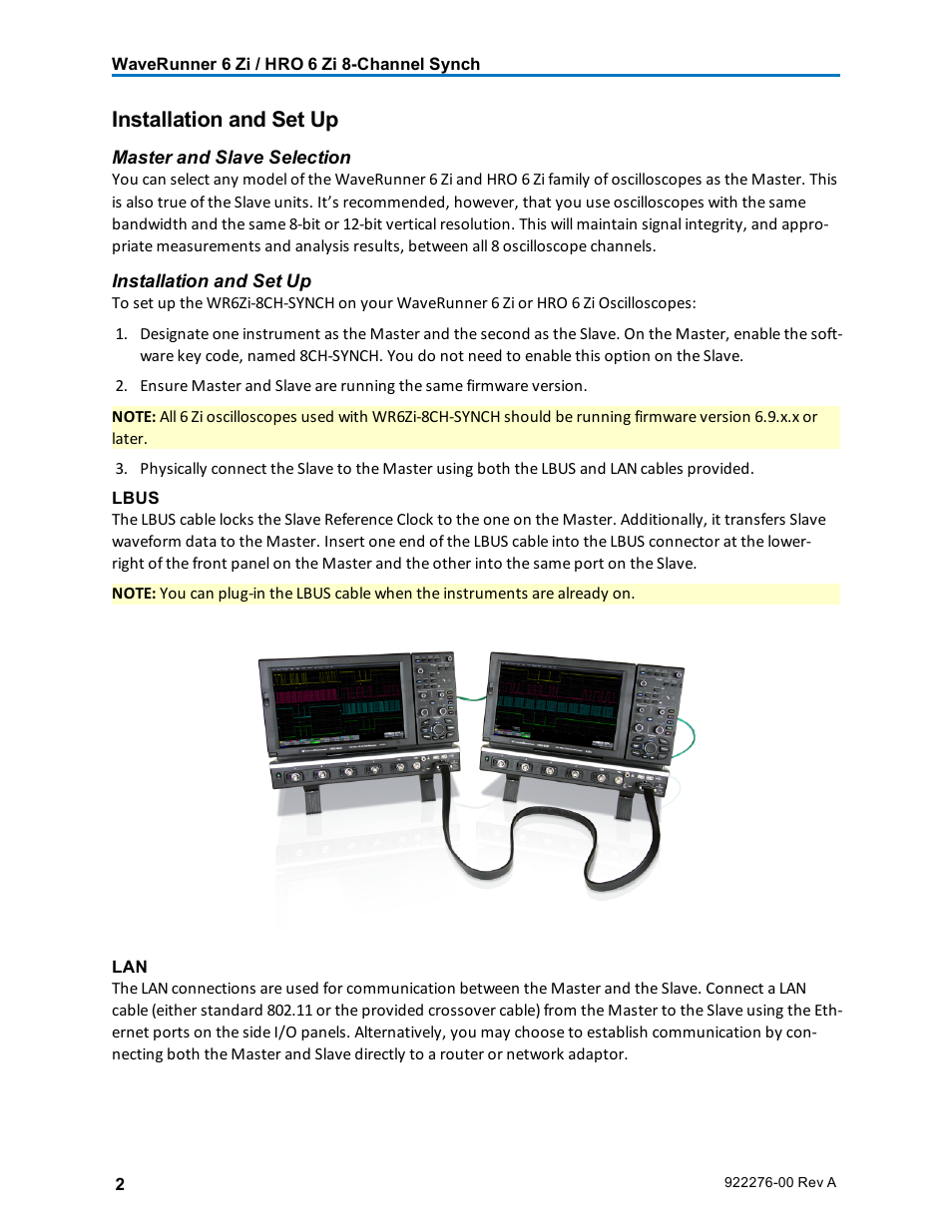 Installation and set up | Teledyne LeCroy WaveRunner 6 Zi_HRO 6 Zi, 8-Channel Sync Instruction Manual User Manual | Page 2 / 6
