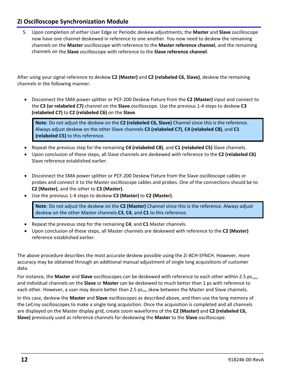 Zi oscilloscope synchronization module 12, Obtaining most accurate results | Teledyne LeCroy Zi Oscilloscope Synchronization ProBus Module (Zi-8CH-SYNCH) User Manual | Page 12 / 16