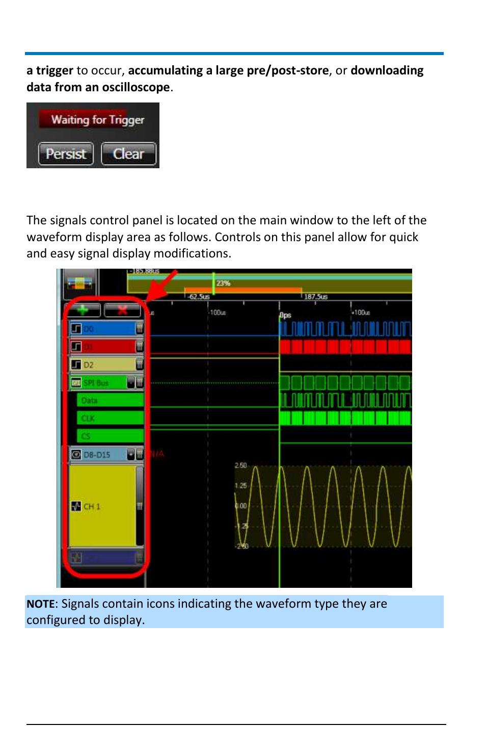 Signals control panel | Teledyne LeCroy LogicStudio User Manual | Page 22 / 42