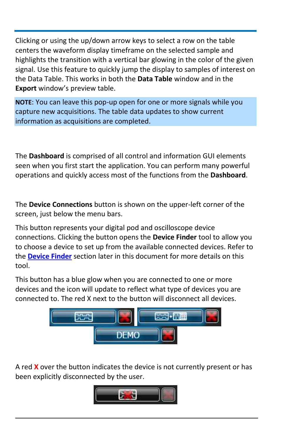 The dashboard, Device connections | Teledyne LeCroy LogicStudio User Manual | Page 28 / 42
