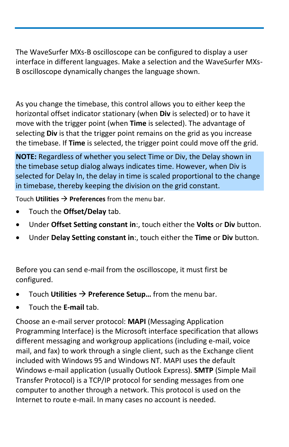 Local language, Offset/delay control, E-mail | Teledyne LeCroy WaveSurfer MXs-B Getting Started Manual User Manual | Page 104 / 126