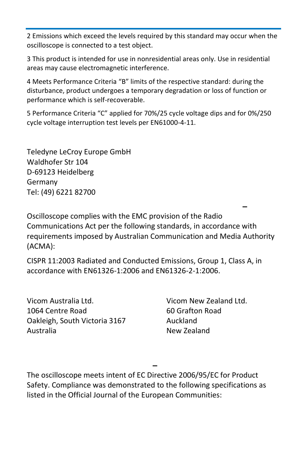 Safety compliance, Getting started manual | Teledyne LeCroy WaveSurfer MXs-B Getting Started Manual User Manual | Page 111 / 126