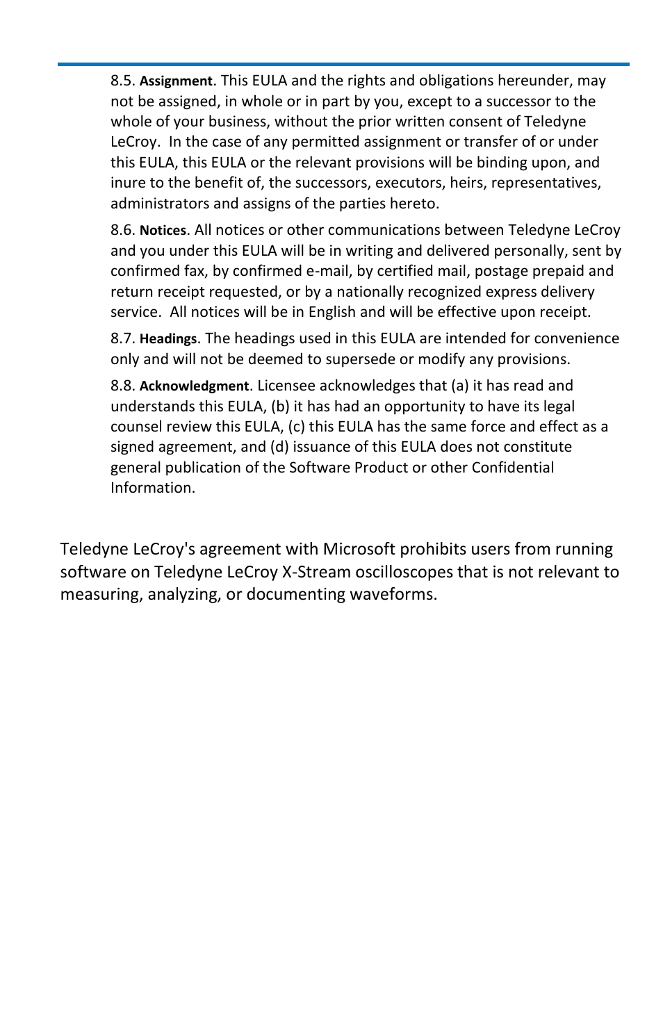 Windows, License agreement, Getting started manual | Teledyne LeCroy WaveSurfer MXs-B Getting Started Manual User Manual | Page 123 / 126