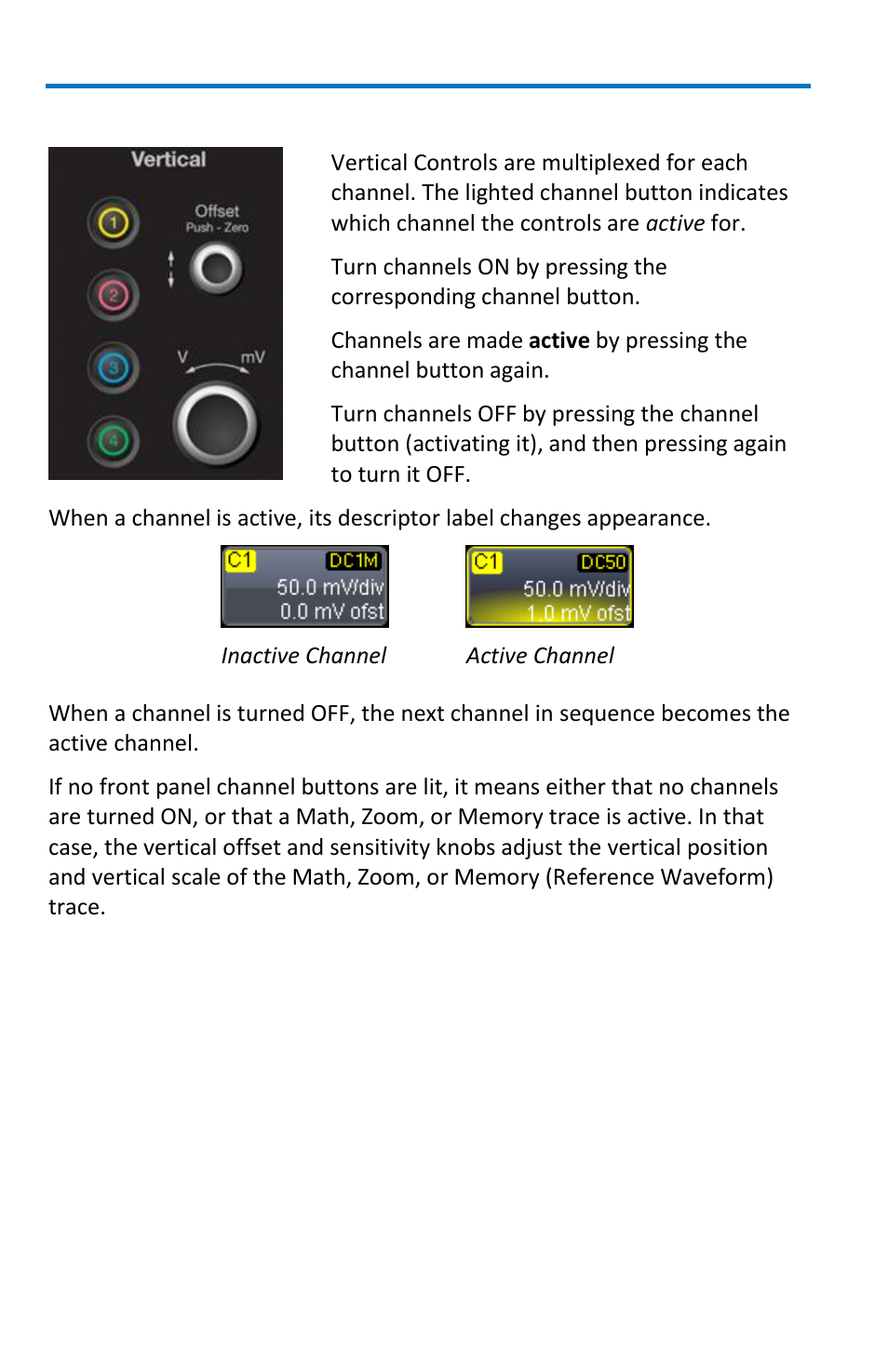 Vertical controls | Teledyne LeCroy WaveSurfer MXs-B Getting Started Manual User Manual | Page 16 / 126