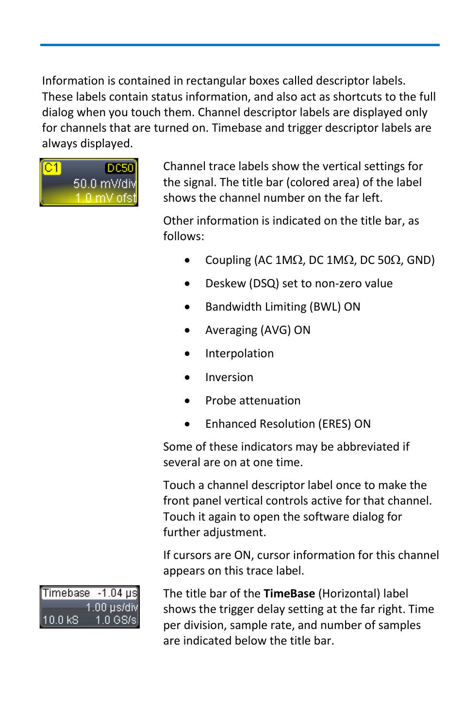 Descriptor labels | Teledyne LeCroy WaveSurfer MXs-B Getting Started Manual User Manual | Page 25 / 126