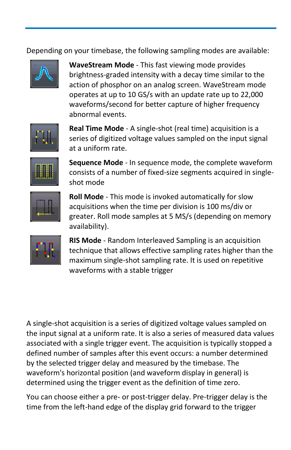 Sampling modes, Single-shot sampling mode, Basic capture technique | Teledyne LeCroy WaveSurfer MXs-B Getting Started Manual User Manual | Page 31 / 126