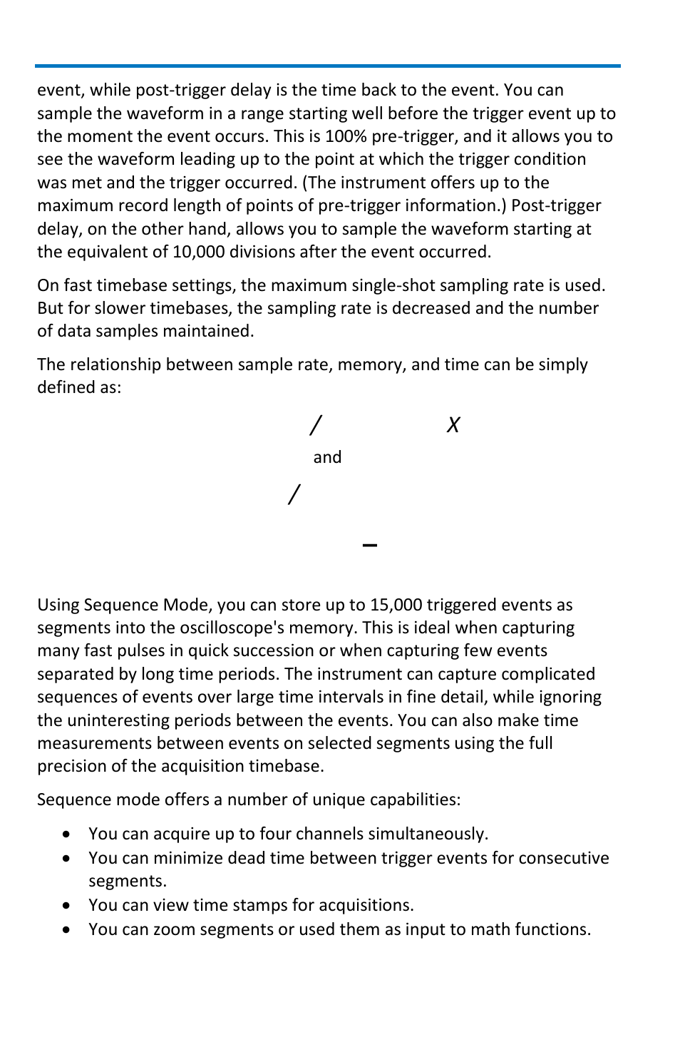 Sequence sampling mode – working with segments, Capture interval /10 = time per division | Teledyne LeCroy WaveSurfer MXs-B Getting Started Manual User Manual | Page 32 / 126