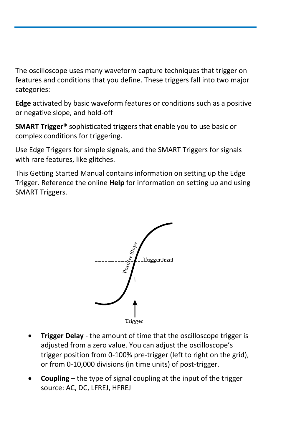 Triggering, Overview, Trigger terms | Teledyne LeCroy WaveSurfer MXs-B Getting Started Manual User Manual | Page 36 / 126