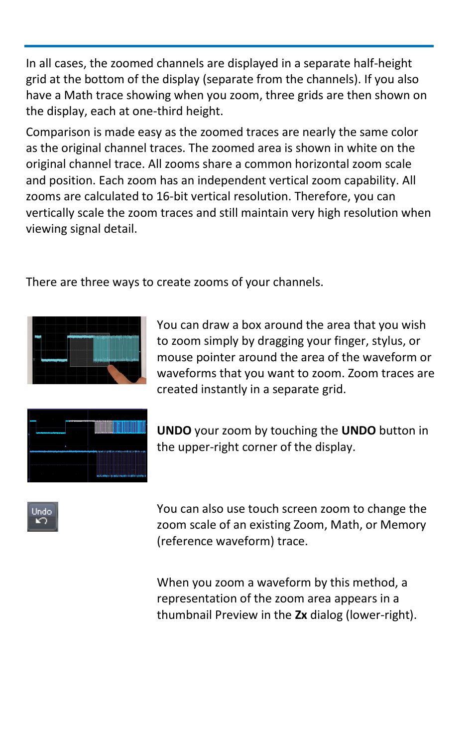 Creating zooms | Teledyne LeCroy WaveSurfer MXs-B Getting Started Manual User Manual | Page 46 / 126