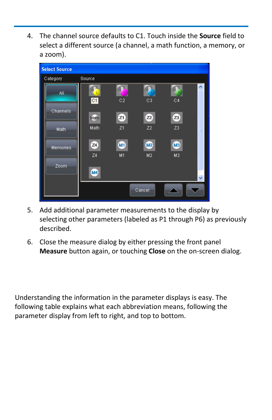 Understanding parameter displays, The parameter display format | Teledyne LeCroy WaveSurfer MXs-B Getting Started Manual User Manual | Page 56 / 126