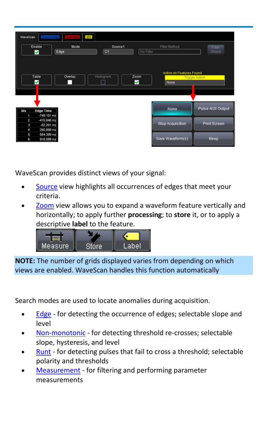 Signal views, Search modes | Teledyne LeCroy WaveSurfer MXs-B Getting Started Manual User Manual | Page 60 / 126