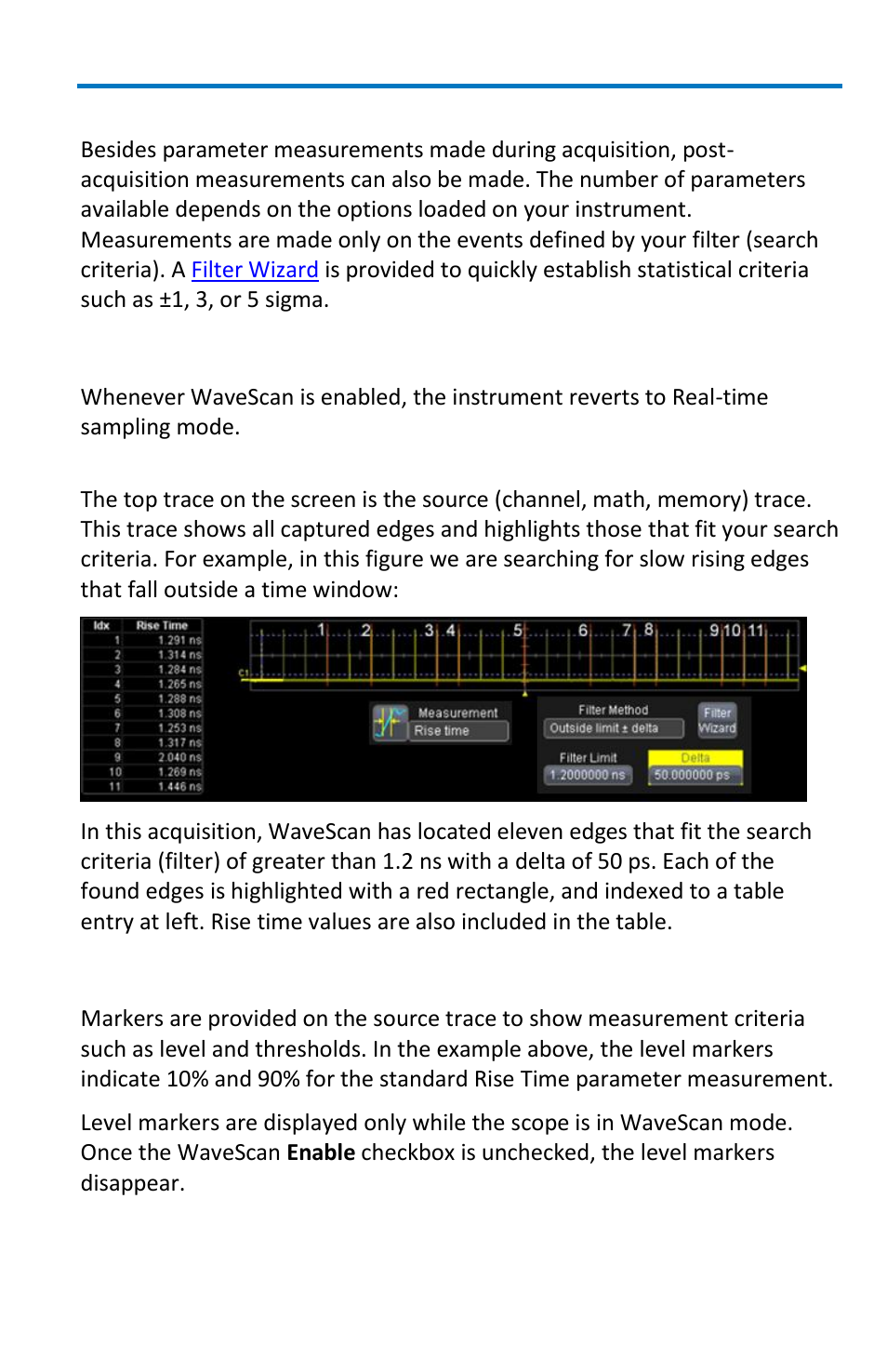 Source, Parameter measurements, Sampling mode | Level markers | Teledyne LeCroy WaveSurfer MXs-B Getting Started Manual User Manual | Page 61 / 126