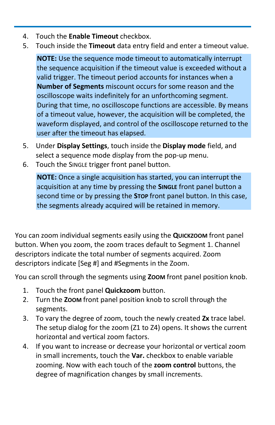 Zooming segments in sequence mode | Teledyne LeCroy WaveSurfer MXs-B Getting Started Manual User Manual | Page 70 / 126