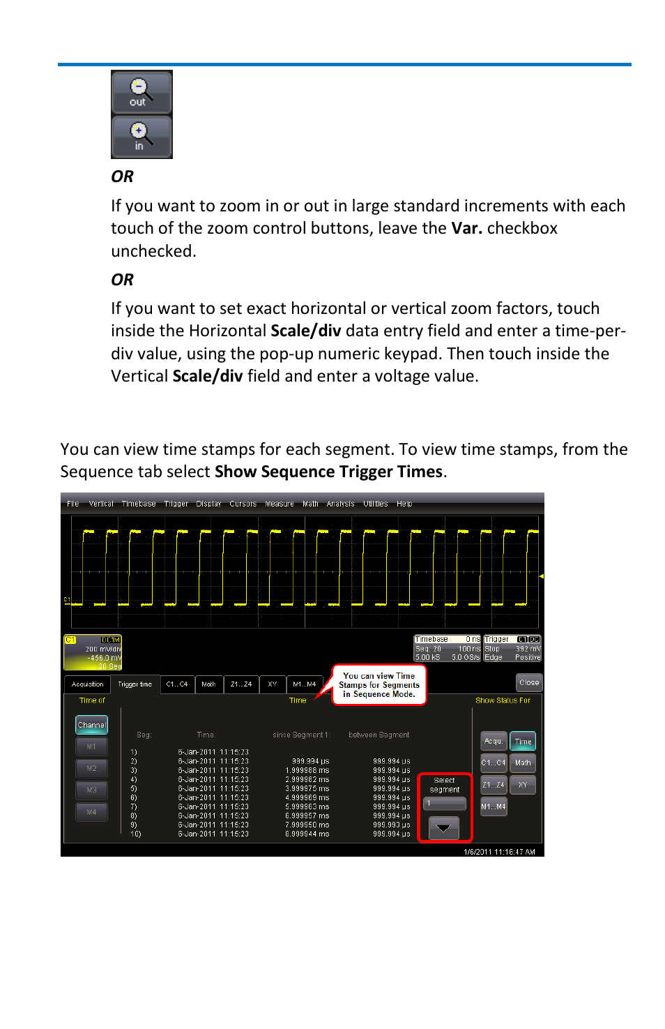 Viewing time stamps | Teledyne LeCroy WaveSurfer MXs-B Getting Started Manual User Manual | Page 71 / 126