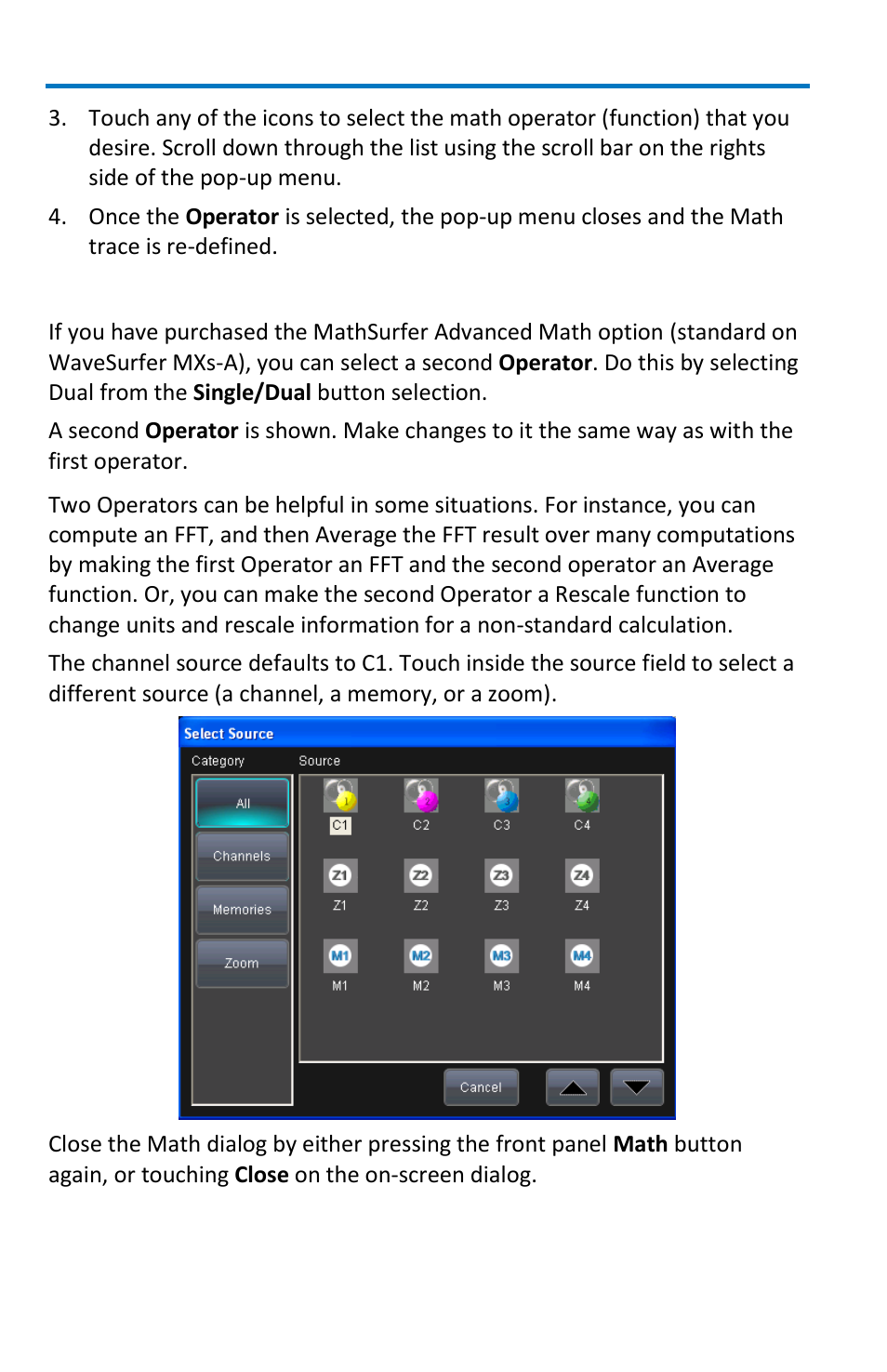 Using dual operators | Teledyne LeCroy WaveSurfer MXs-B Getting Started Manual User Manual | Page 76 / 126