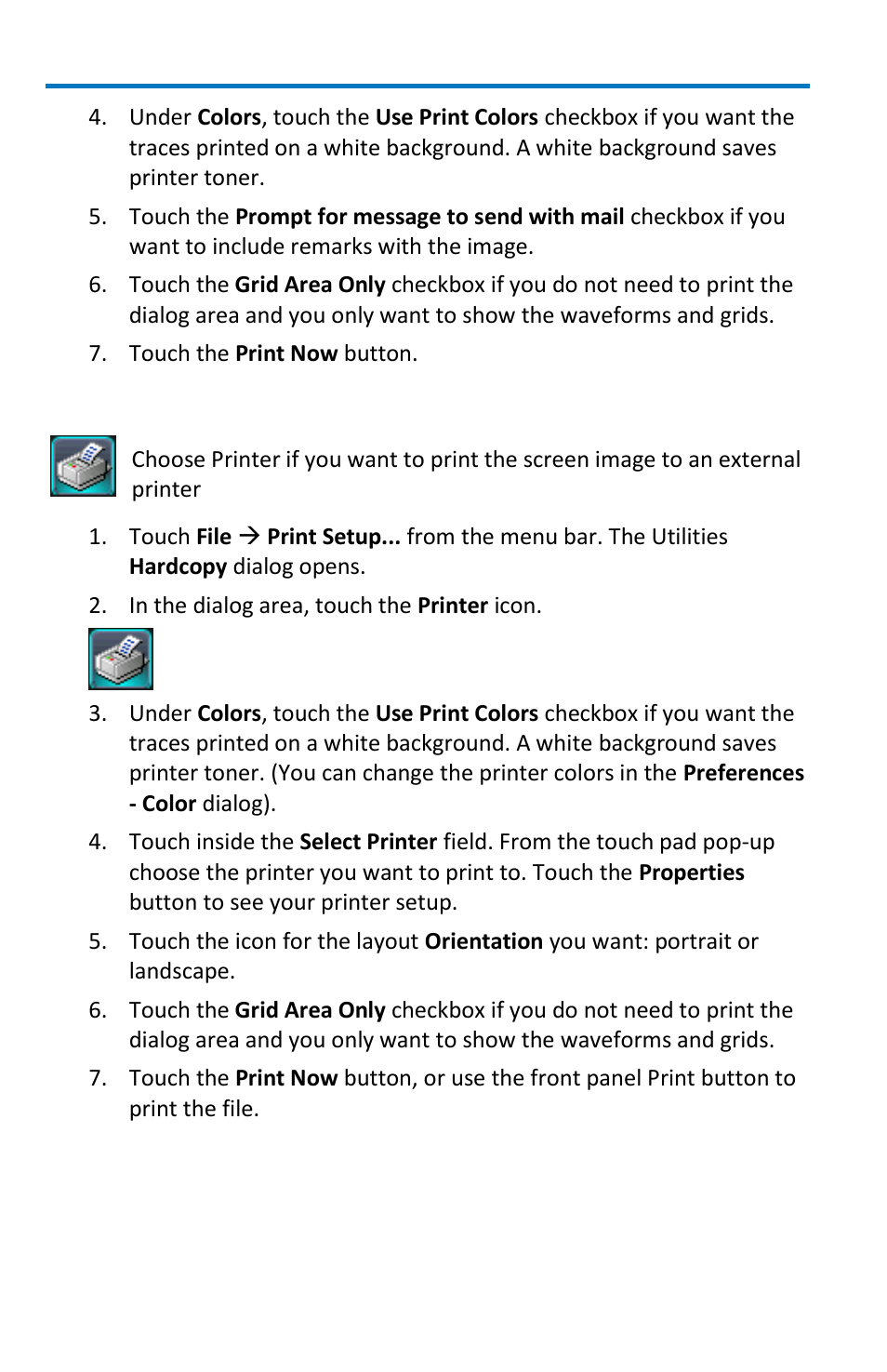Printing the screen image to a printer | Teledyne LeCroy WaveSurfer MXs-B Getting Started Manual User Manual | Page 88 / 126