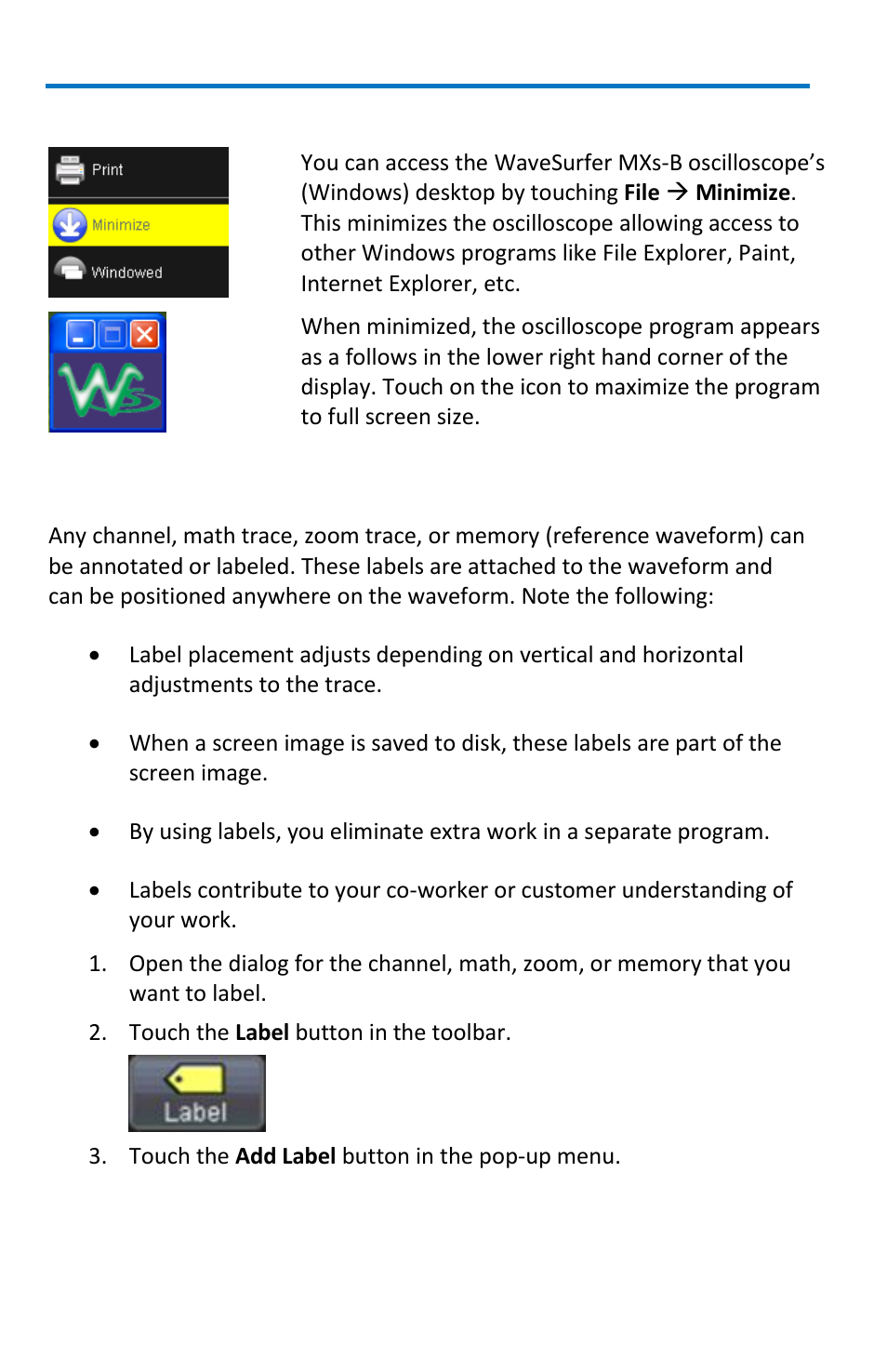 Accessing the desktop, Annotating image files / creating labels | Teledyne LeCroy WaveSurfer MXs-B Getting Started Manual User Manual | Page 94 / 126