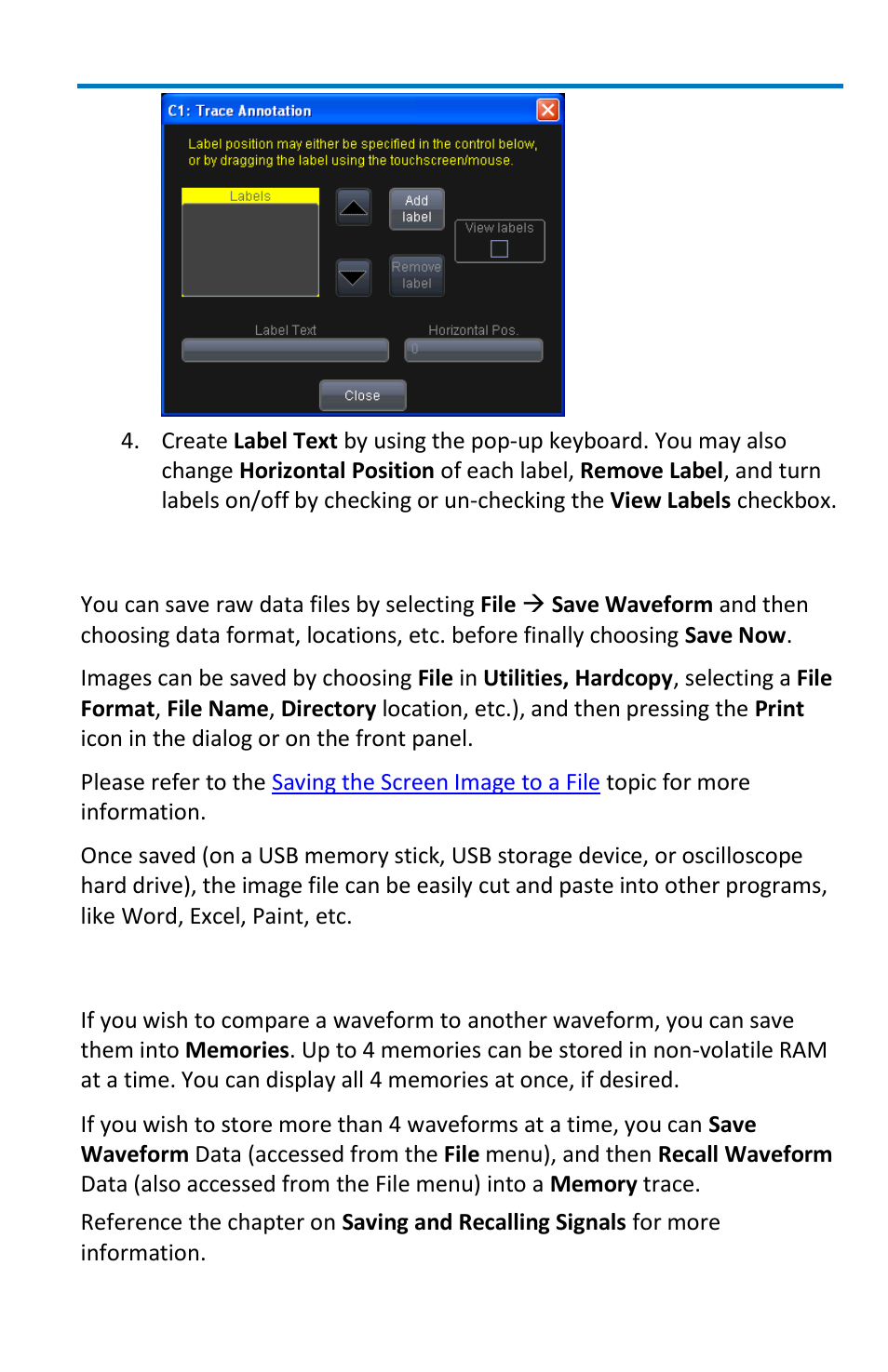 Saving data files and images | Teledyne LeCroy WaveSurfer MXs-B Getting Started Manual User Manual | Page 95 / 126