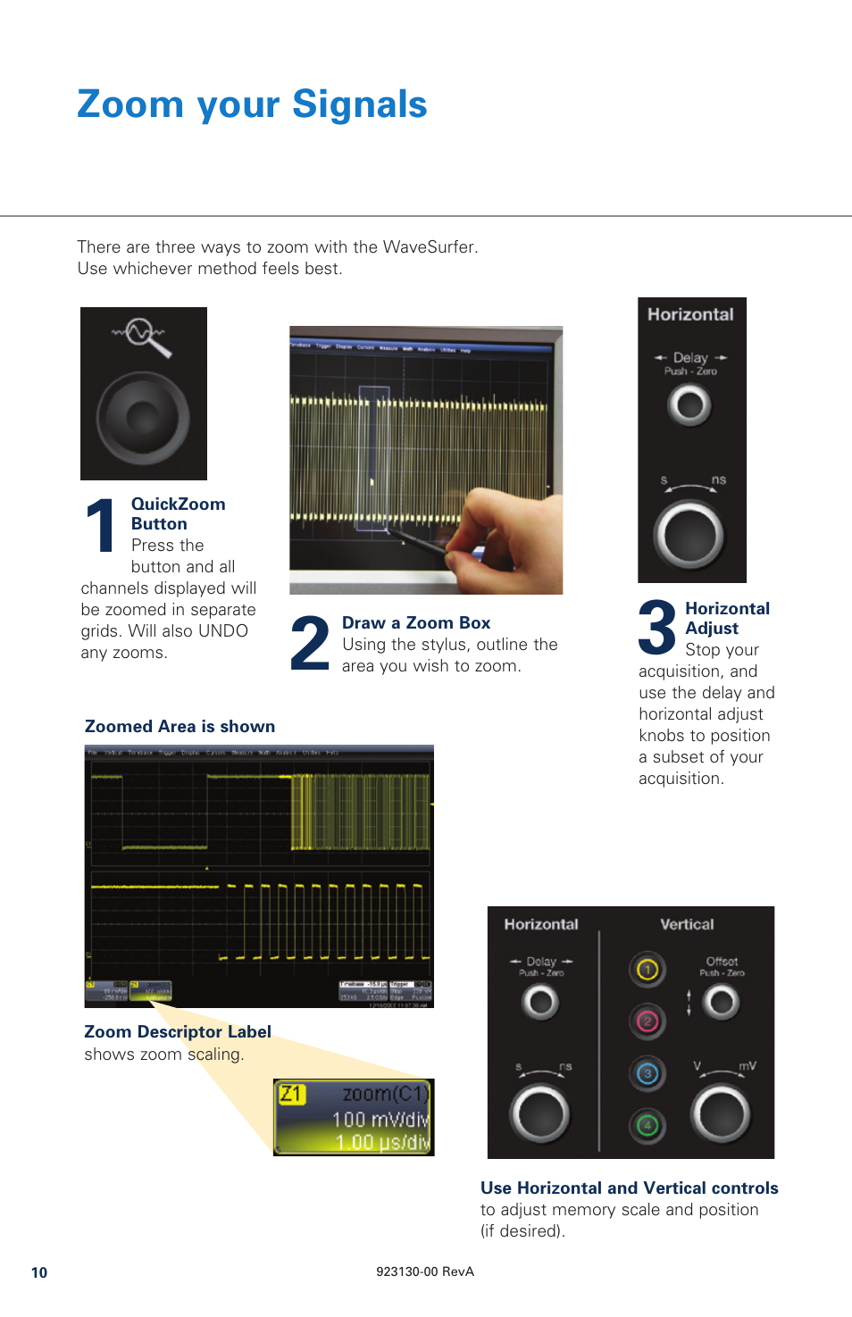 Zoom your signals | Teledyne LeCroy WaveSurfer MXs-B Quick Reference Guide User Manual | Page 10 / 16