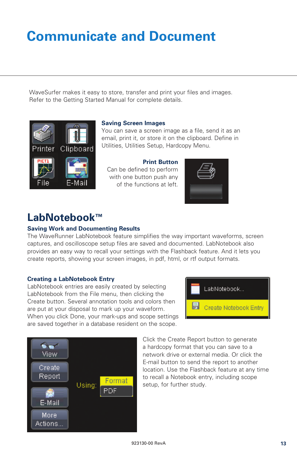 Communicate and document | Teledyne LeCroy WaveSurfer MXs-B Quick Reference Guide User Manual | Page 13 / 16