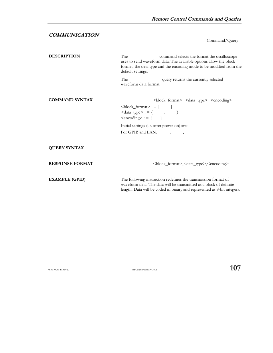 Remote control commands and queries, Communication | Teledyne LeCroy X-STREAM OSCILLOSCOPES Remote Control User Manual | Page 113 / 305