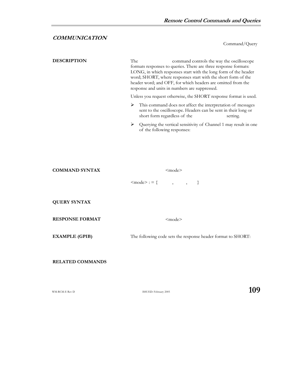 Remote control commands and queries, Communication | Teledyne LeCroy X-STREAM OSCILLOSCOPES Remote Control User Manual | Page 115 / 305
