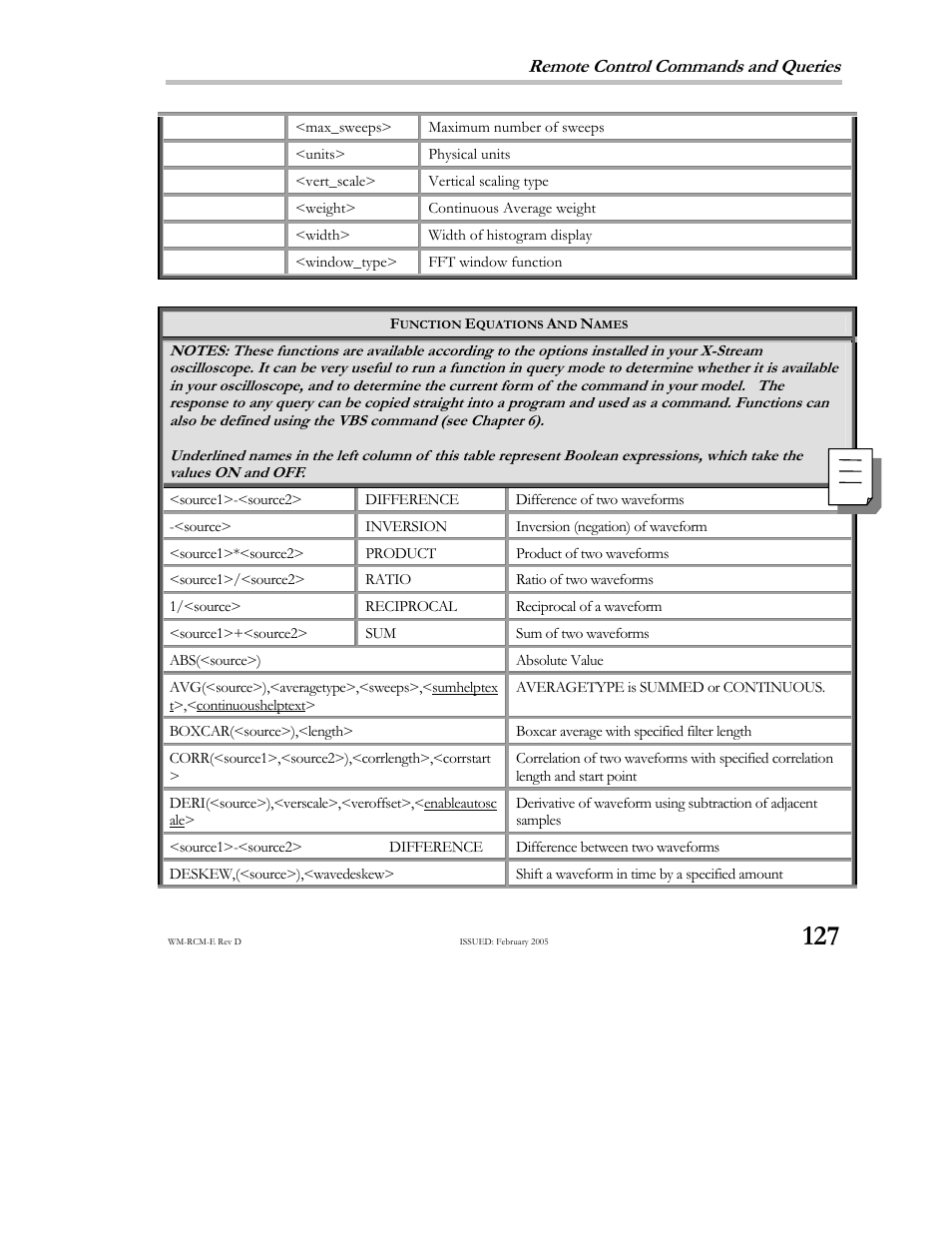 Remote control commands and queries | Teledyne LeCroy X-STREAM OSCILLOSCOPES Remote Control User Manual | Page 133 / 305