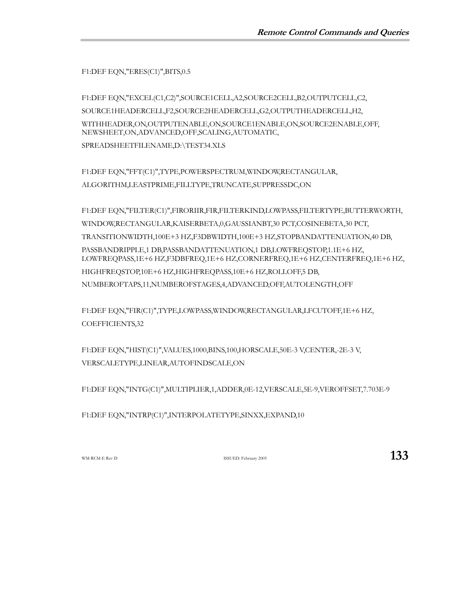 Remote control commands and queries | Teledyne LeCroy X-STREAM OSCILLOSCOPES Remote Control User Manual | Page 139 / 305