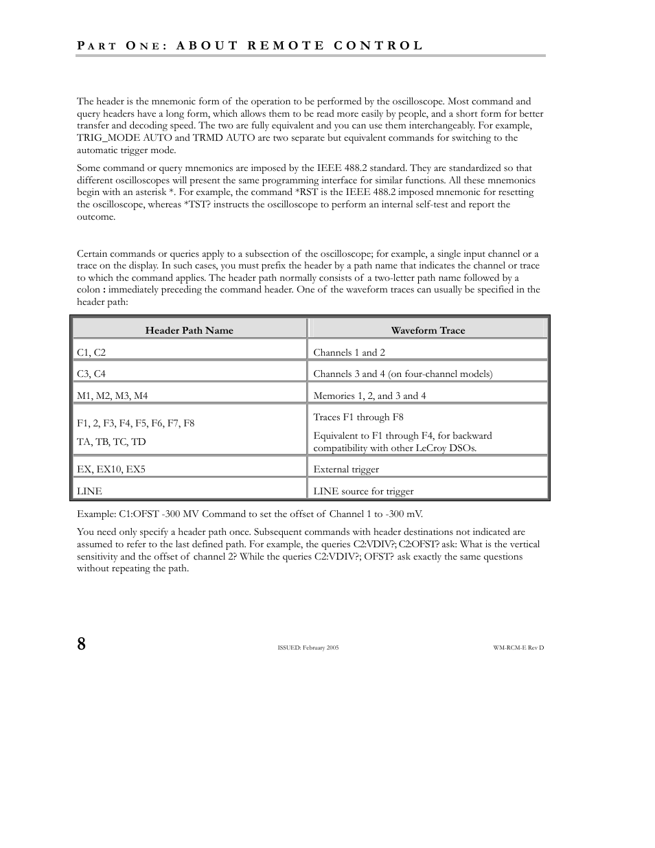 Headers header paths | Teledyne LeCroy X-STREAM OSCILLOSCOPES Remote Control User Manual | Page 14 / 305