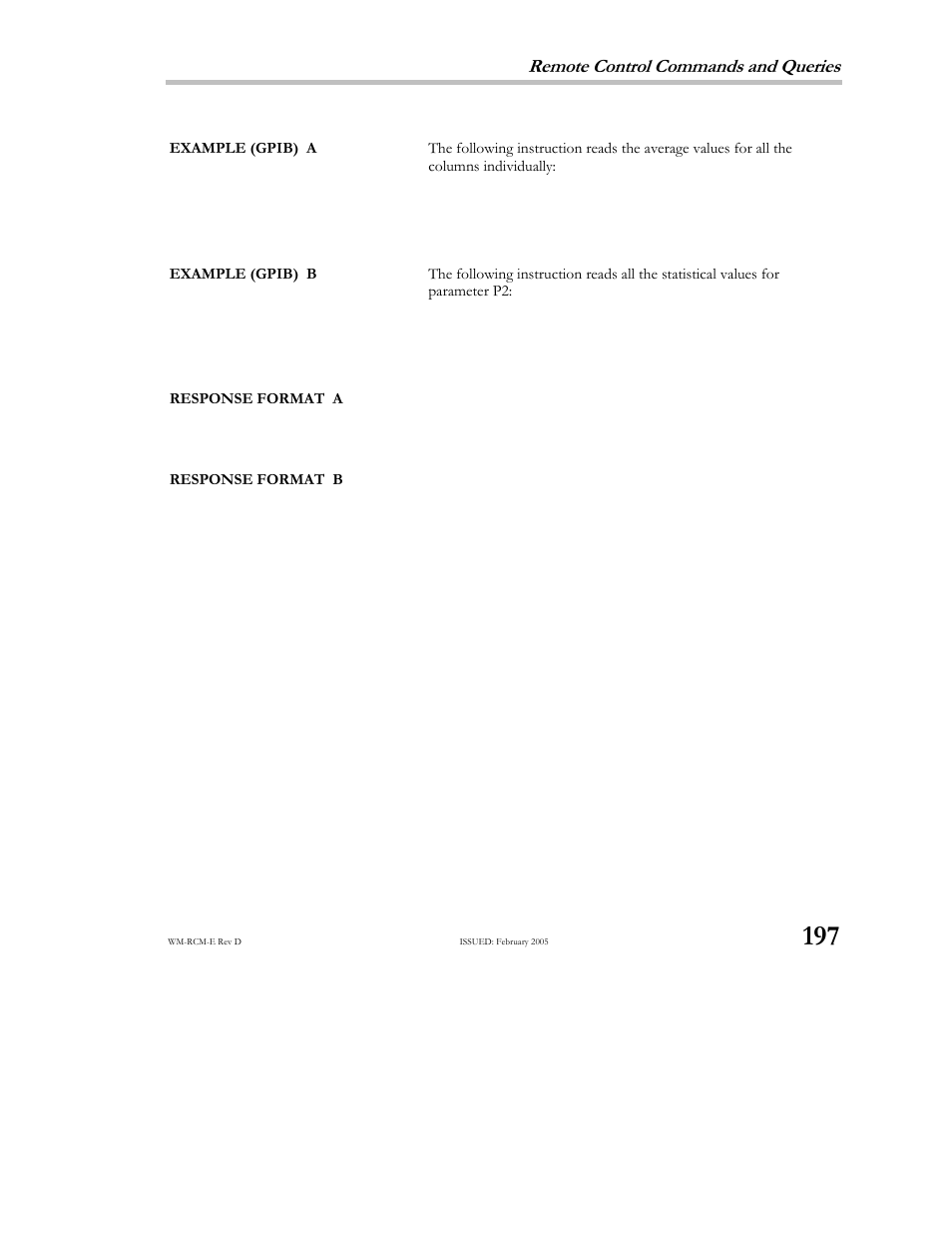 Remote control commands and queries | Teledyne LeCroy X-STREAM OSCILLOSCOPES Remote Control User Manual | Page 203 / 305