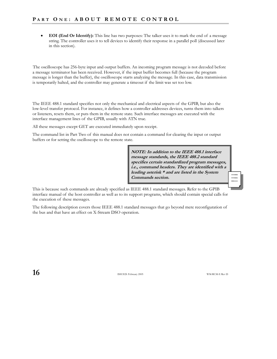 I/o buffers use ieee 488.1 standard messages | Teledyne LeCroy X-STREAM OSCILLOSCOPES Remote Control User Manual | Page 22 / 305