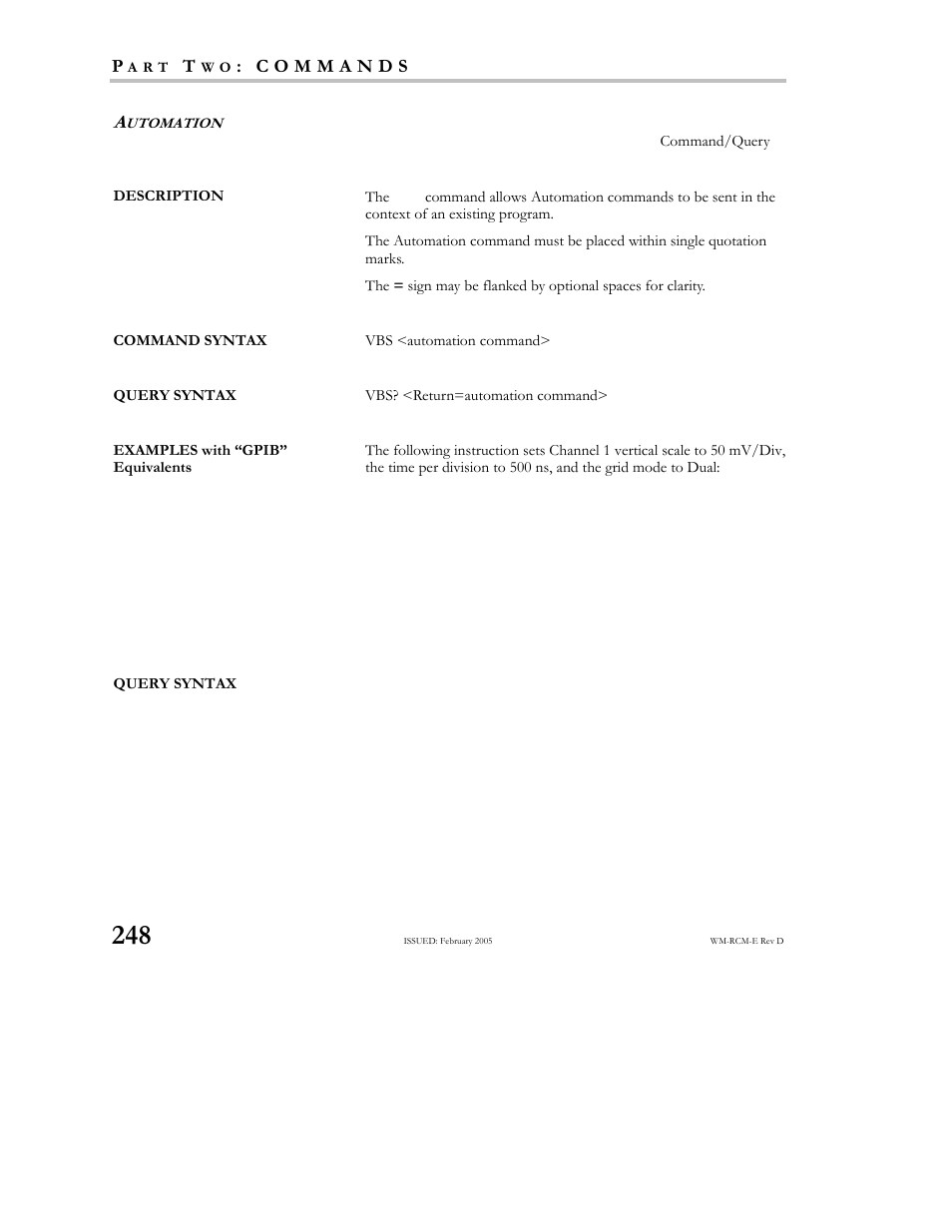 Teledyne LeCroy X-STREAM OSCILLOSCOPES Remote Control User Manual | Page 254 / 305