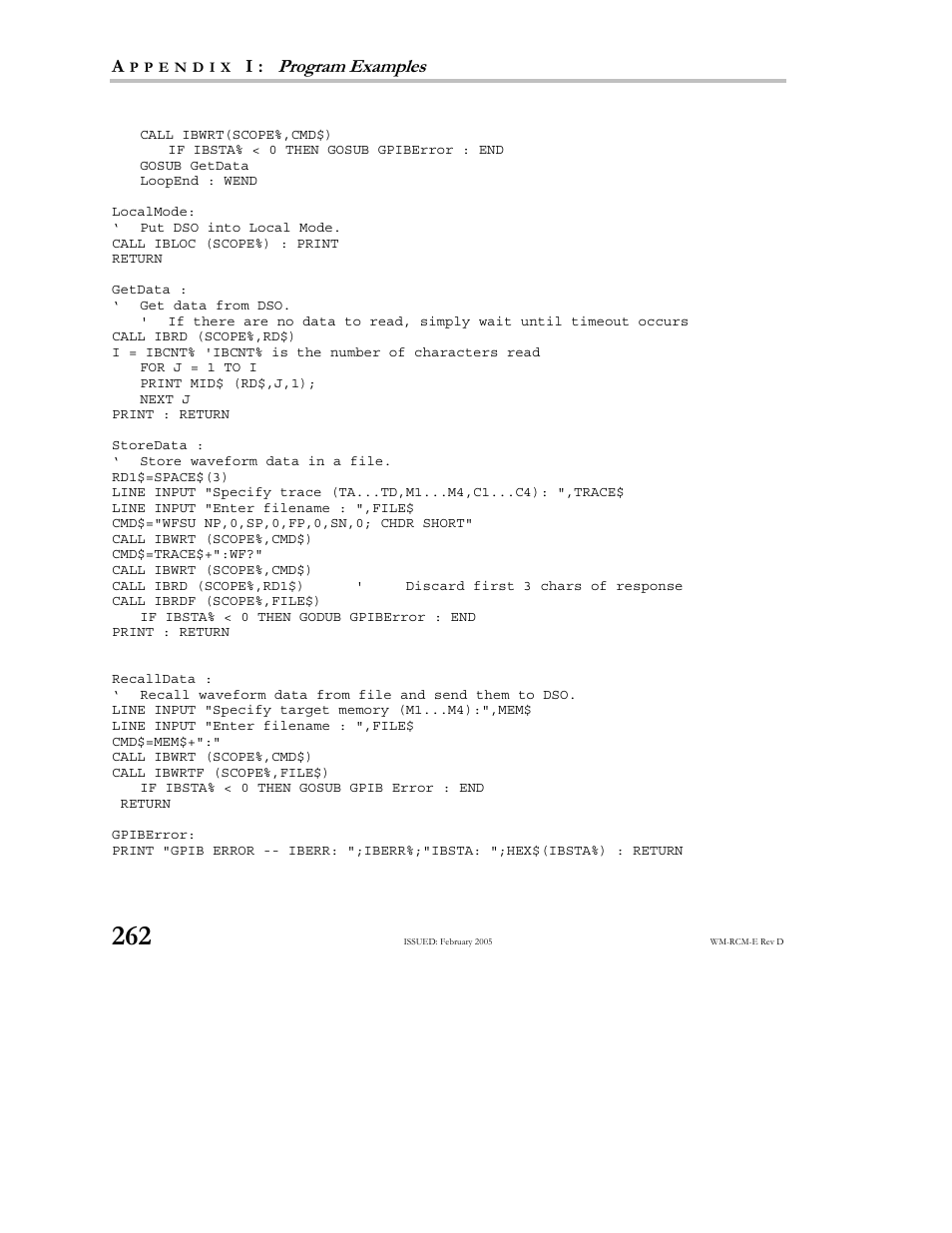 Program examples | Teledyne LeCroy X-STREAM OSCILLOSCOPES Remote Control User Manual | Page 268 / 305
