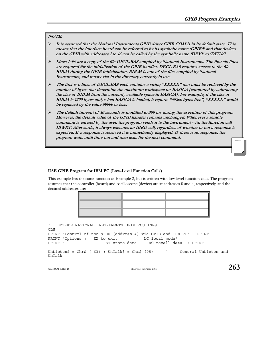 Source code example gpib-3, Gpib program examples | Teledyne LeCroy X-STREAM OSCILLOSCOPES Remote Control User Manual | Page 269 / 305
