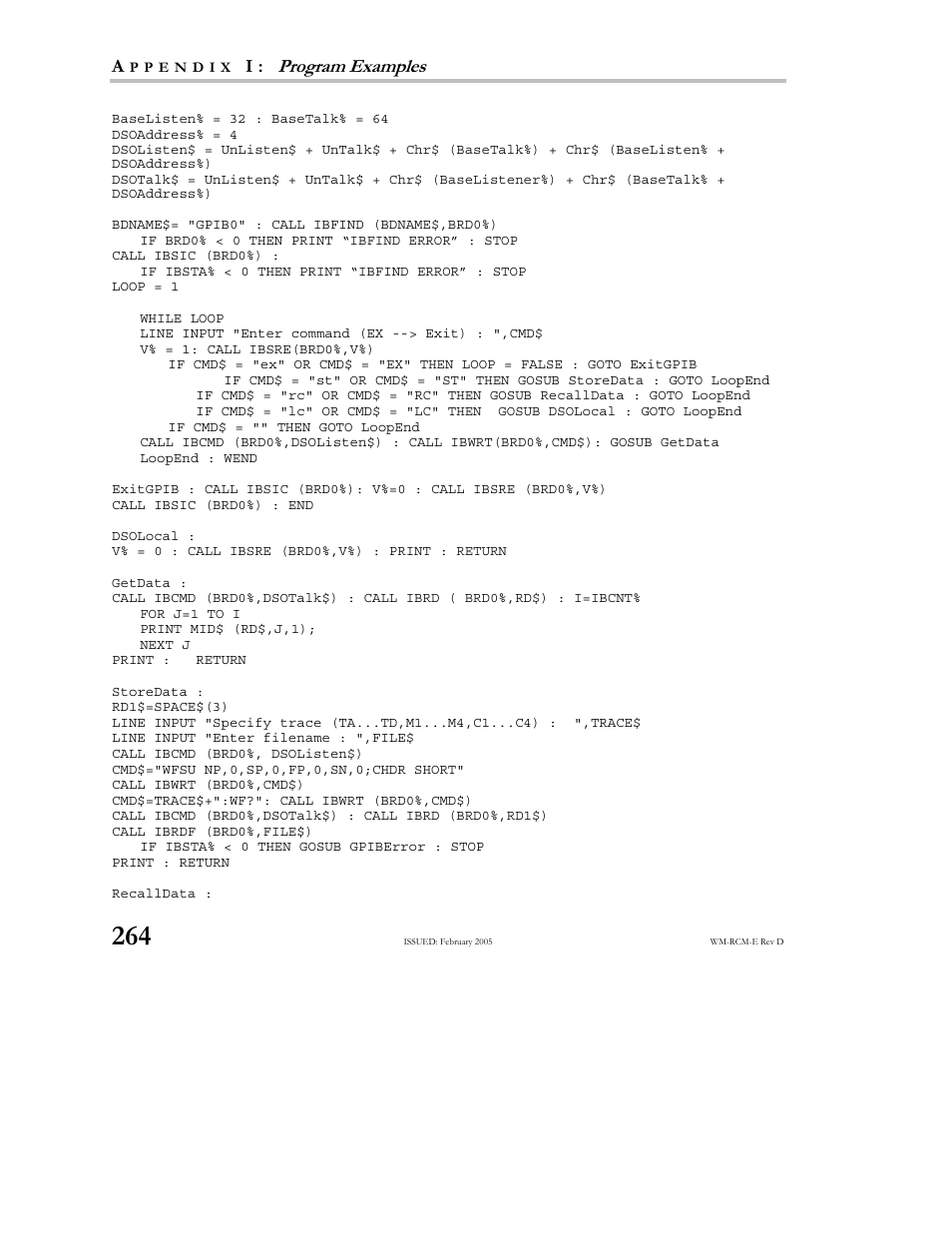 Program examples | Teledyne LeCroy X-STREAM OSCILLOSCOPES Remote Control User Manual | Page 270 / 305