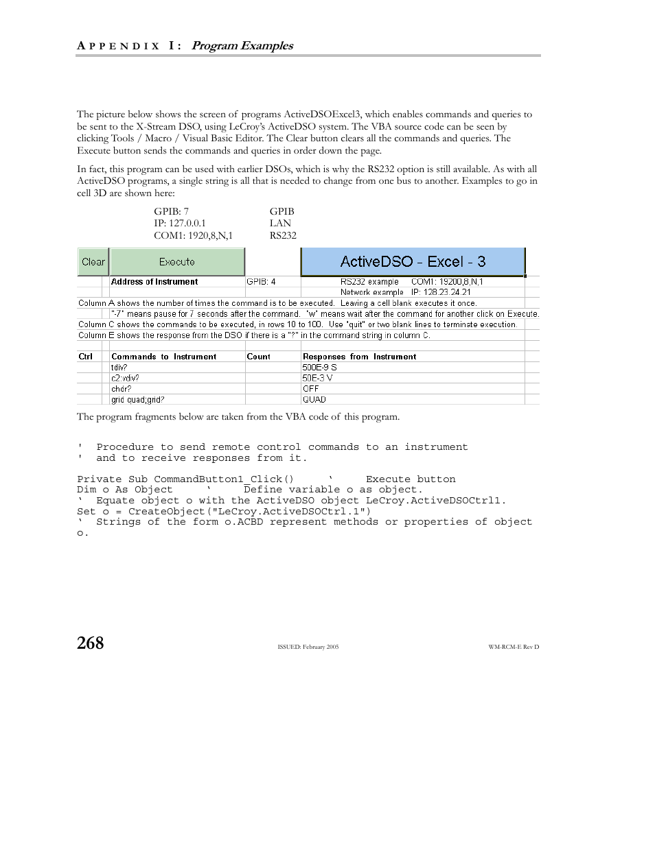 Source code example: activedso – 3 and 4 | Teledyne LeCroy X-STREAM OSCILLOSCOPES Remote Control User Manual | Page 274 / 305