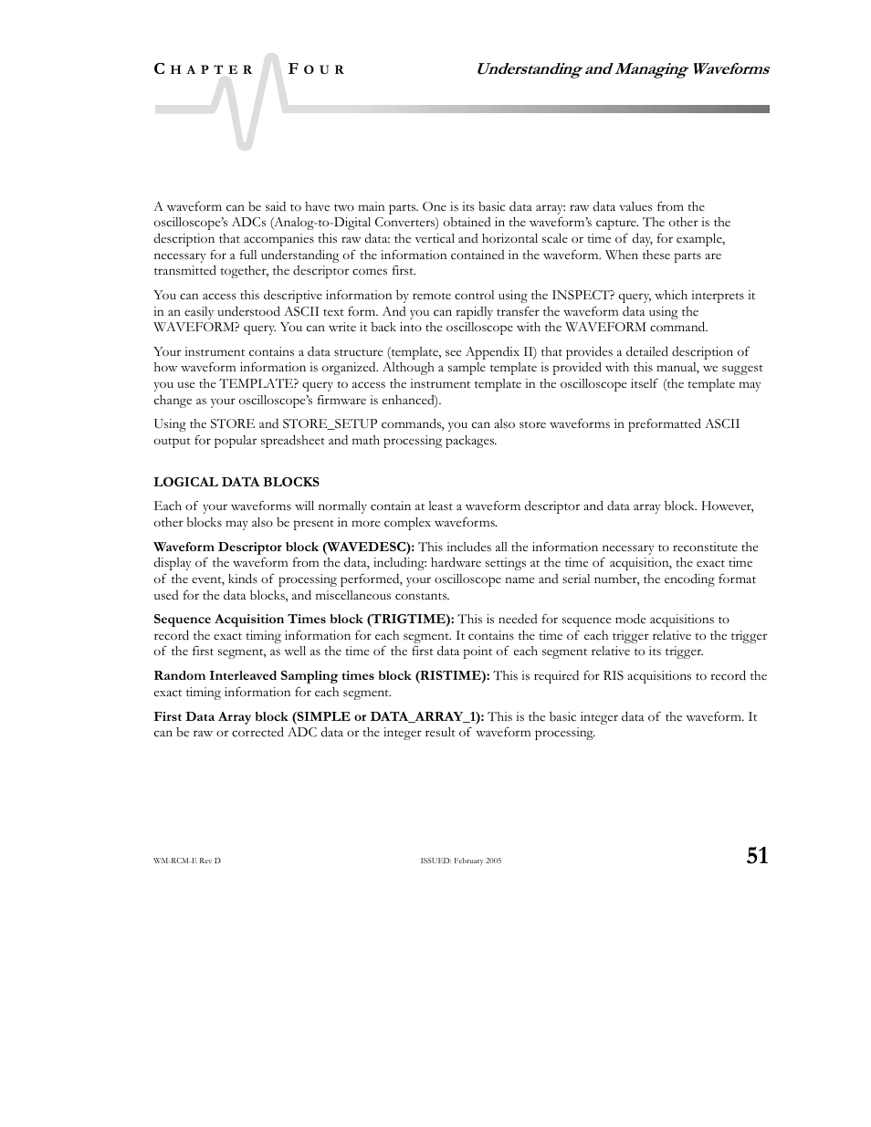 Know your waveform, Logical data blocks | Teledyne LeCroy X-STREAM OSCILLOSCOPES Remote Control User Manual | Page 57 / 305