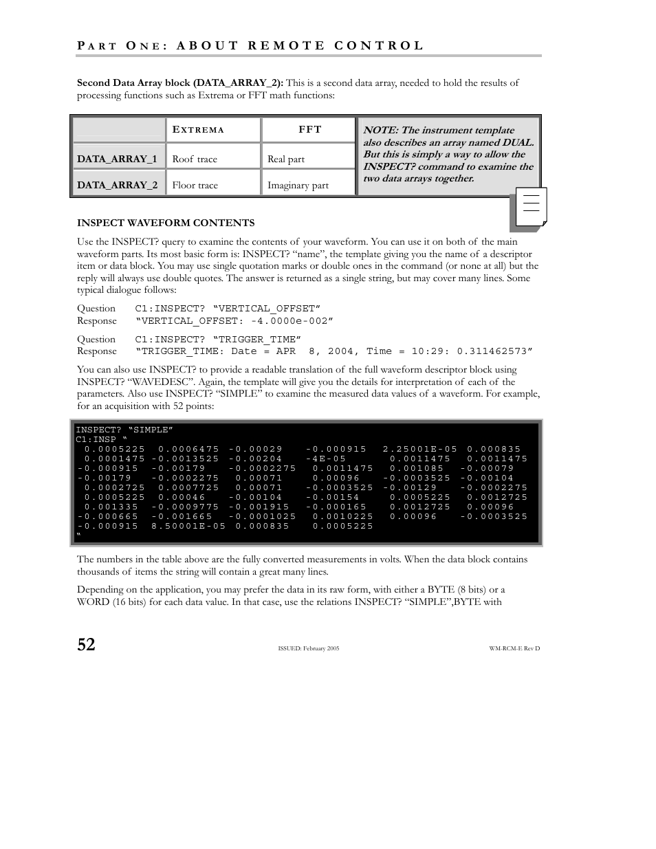 Inspect waveform contents | Teledyne LeCroy X-STREAM OSCILLOSCOPES Remote Control User Manual | Page 58 / 305