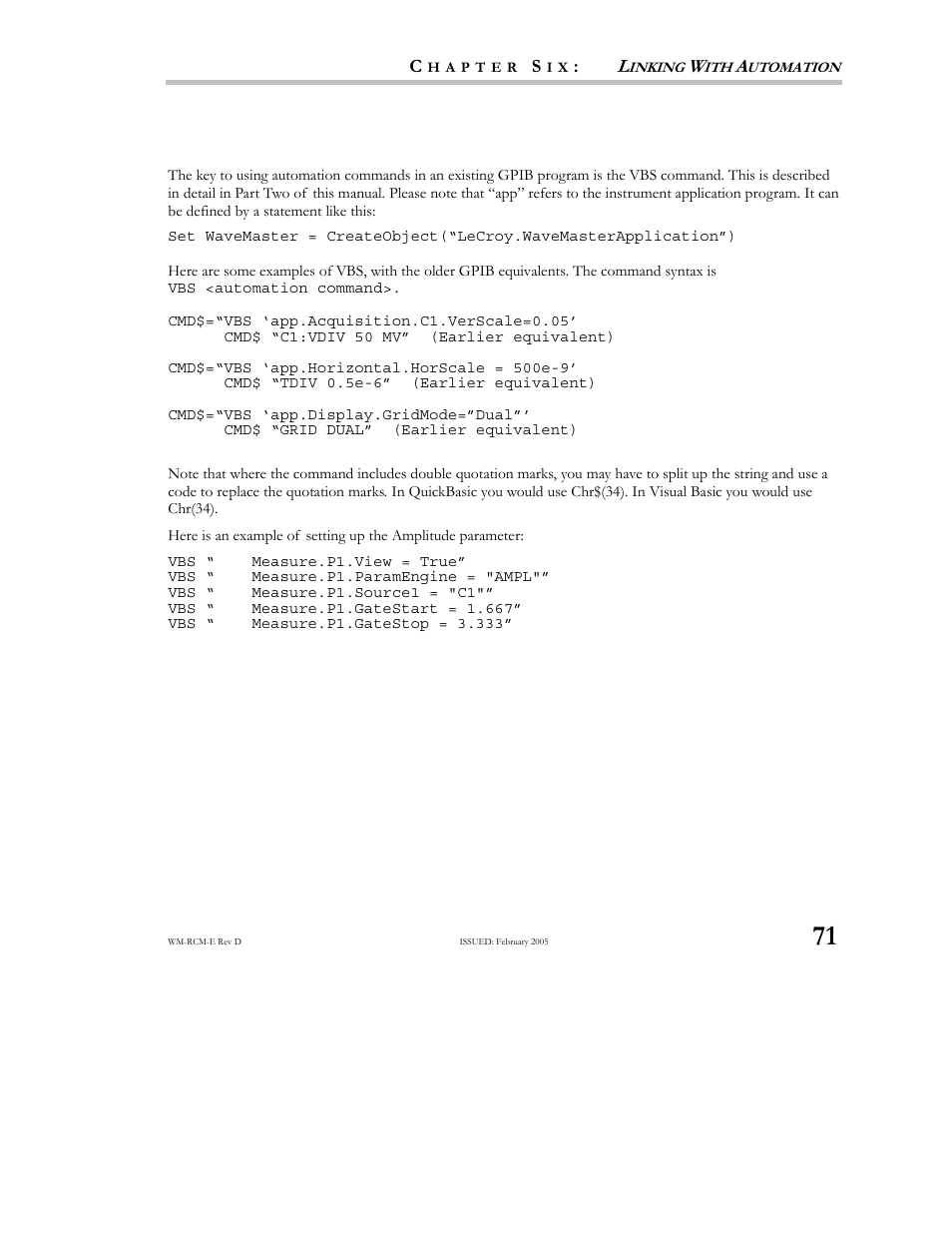 How to use the vbs command | Teledyne LeCroy X-STREAM OSCILLOSCOPES Remote Control User Manual | Page 77 / 305