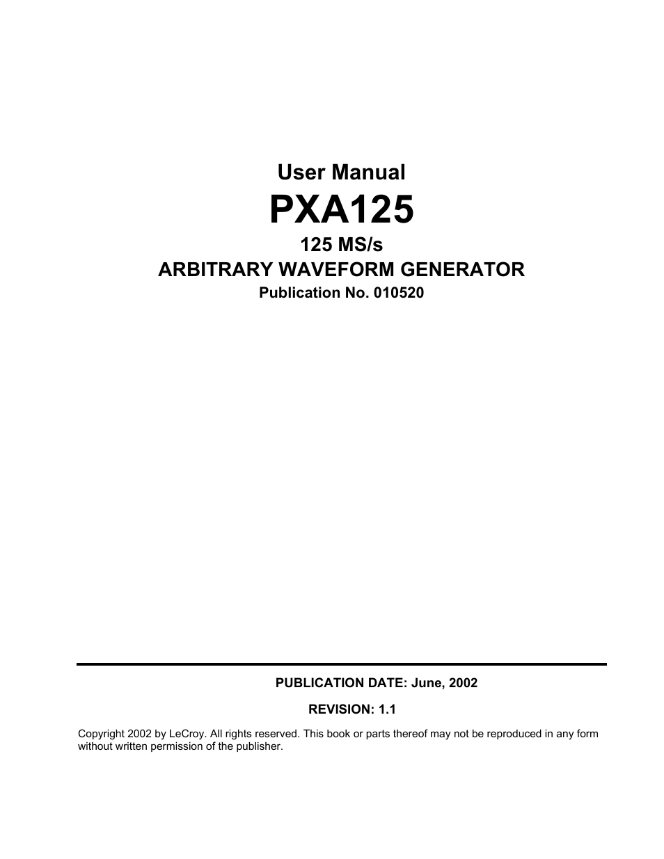 Teledyne LeCroy PXA125 User Manual | 219 pages