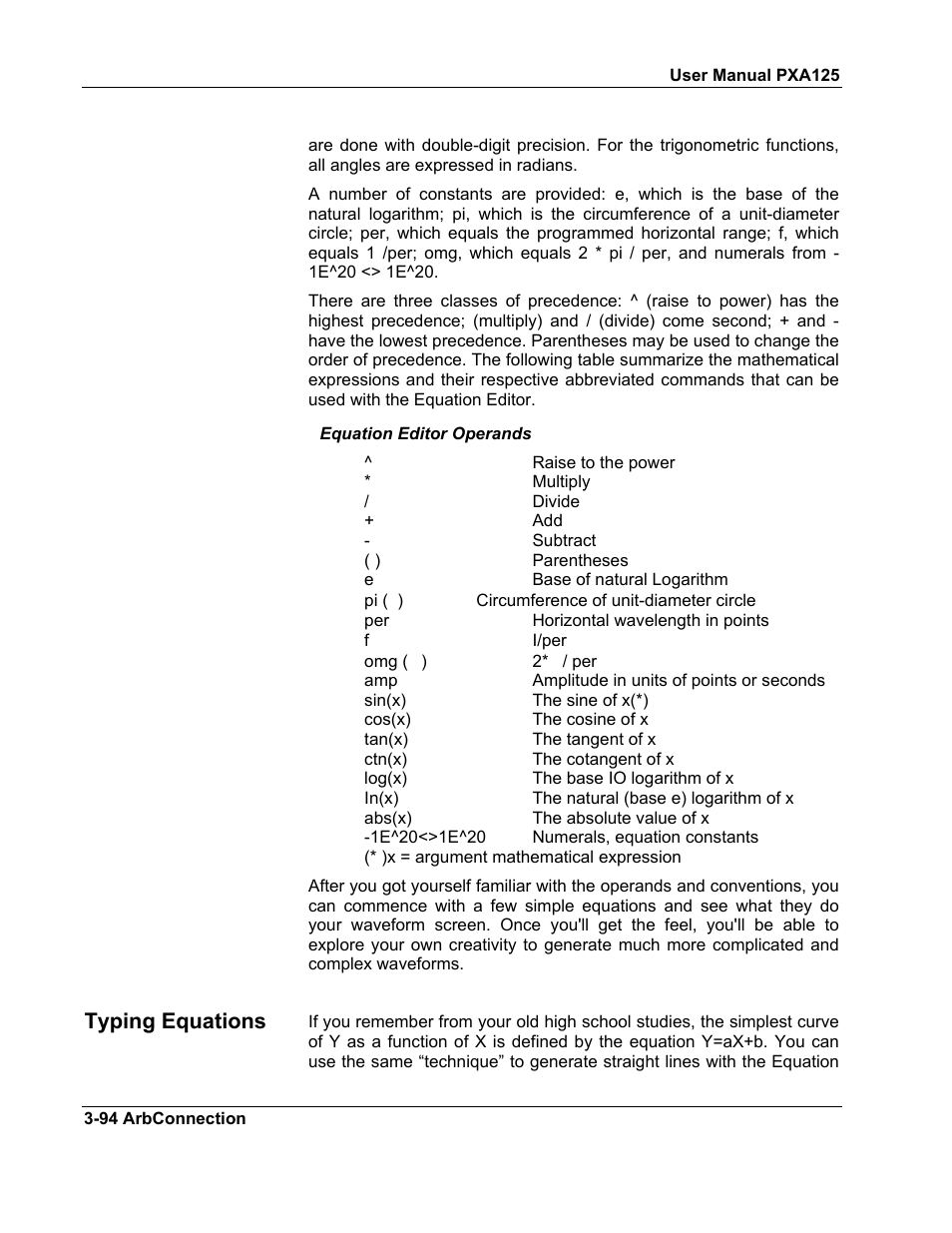 Typing equations | Teledyne LeCroy PXA125 User Manual | Page 108 / 219