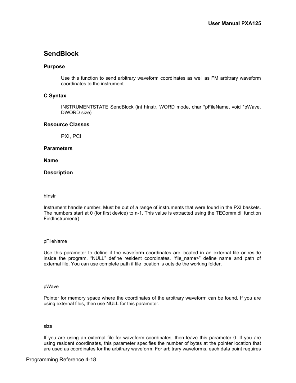 Sendblock | Teledyne LeCroy PXA125 User Manual | Page 136 / 219