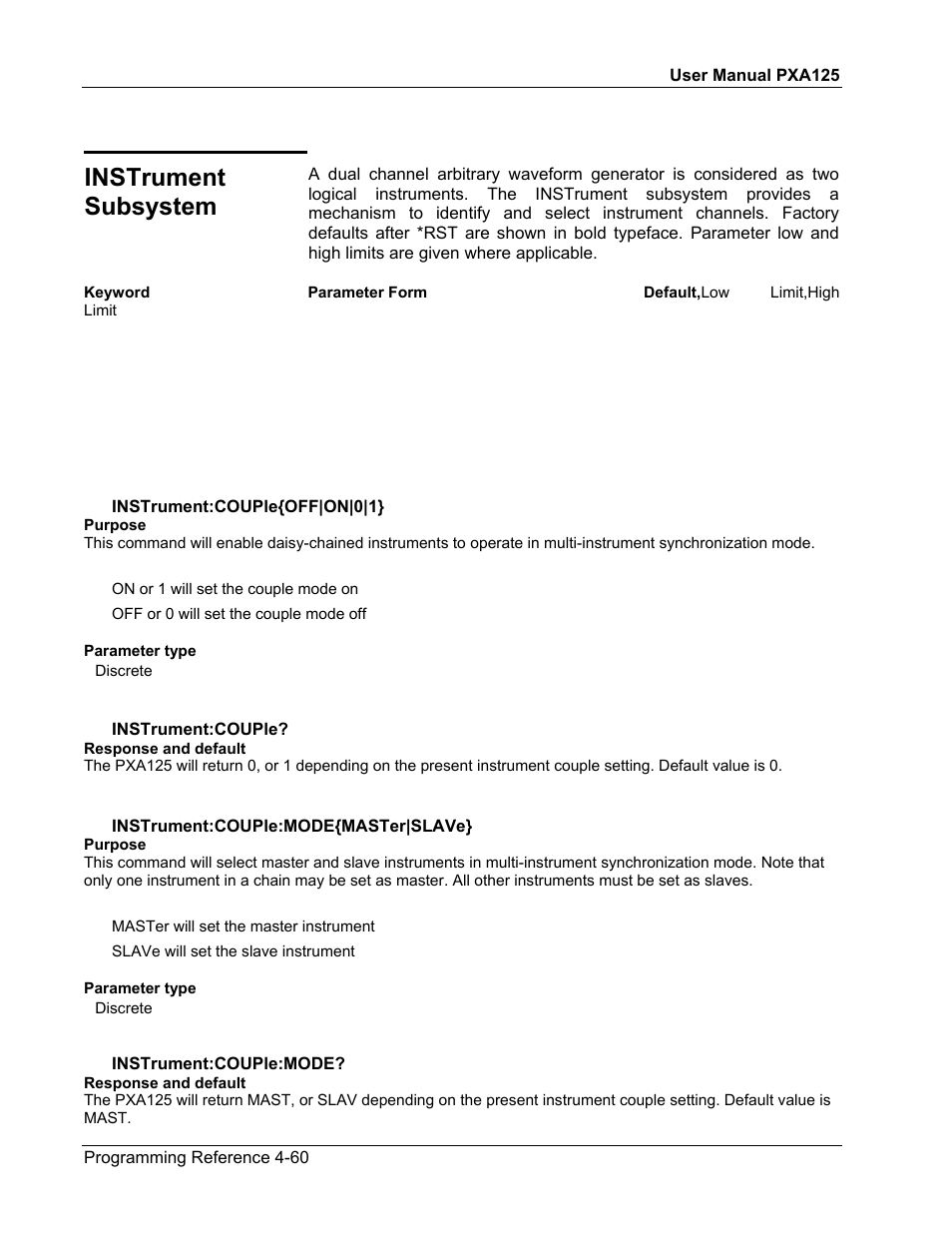 Instrument subsystem | Teledyne LeCroy PXA125 User Manual | Page 178 / 219