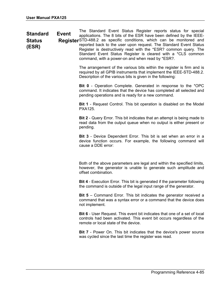 Standard event status register (esr) | Teledyne LeCroy PXA125 User Manual | Page 203 / 219