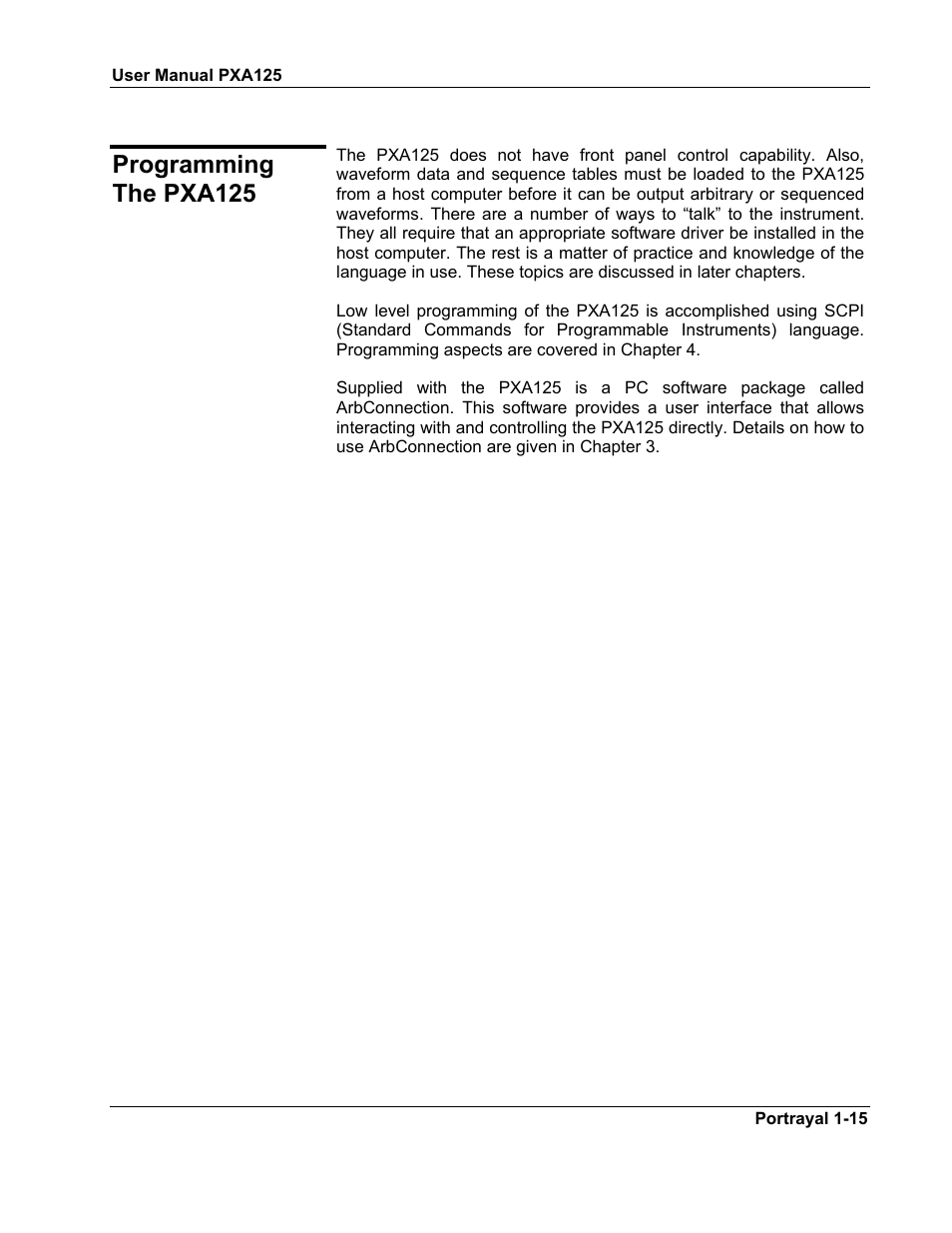 Programming the pxa125 -15, Programming the pxa125 | Teledyne LeCroy PXA125 User Manual | Page 29 / 219