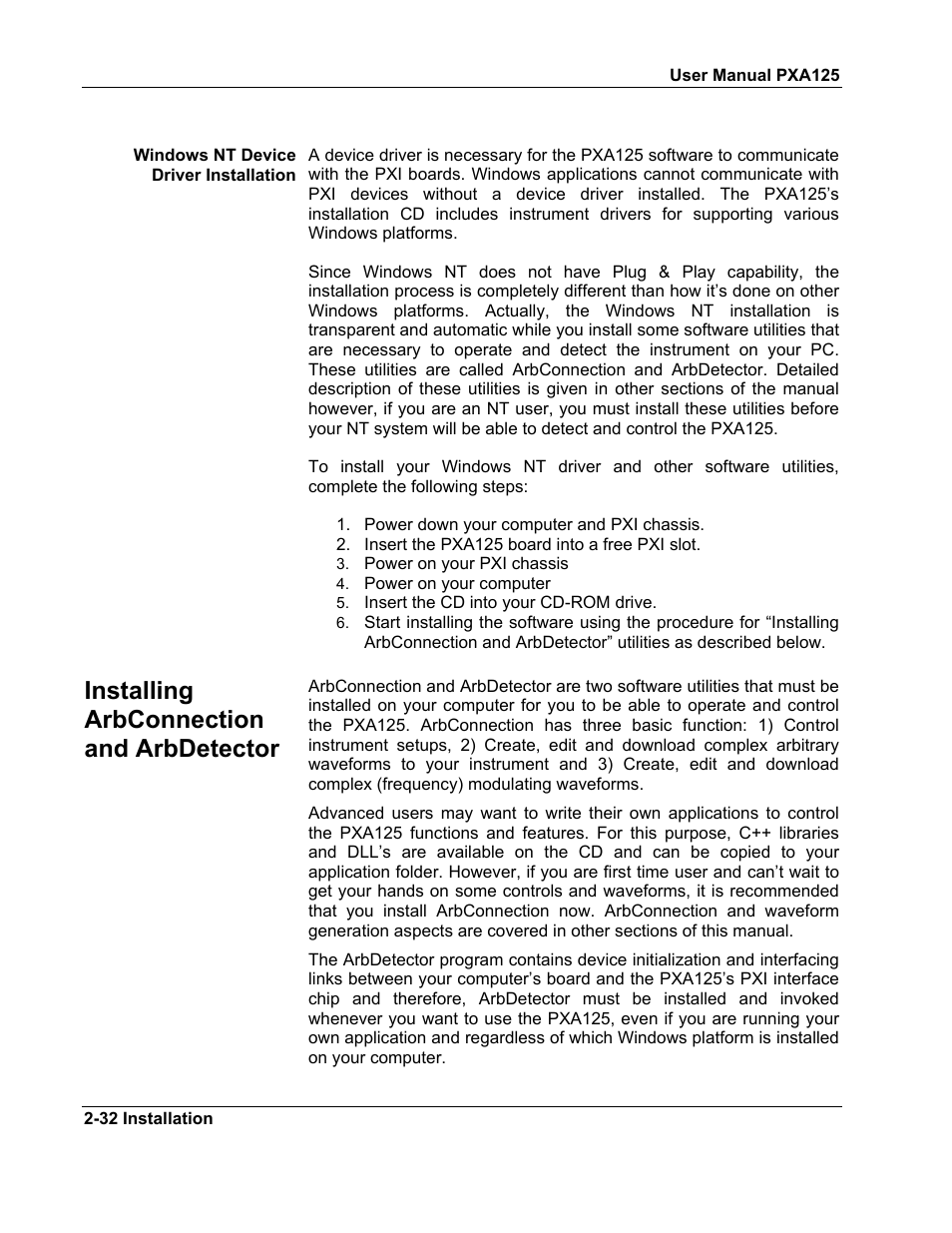 Installing arbconnection and arbdetector | Teledyne LeCroy PXA125 User Manual | Page 46 / 219